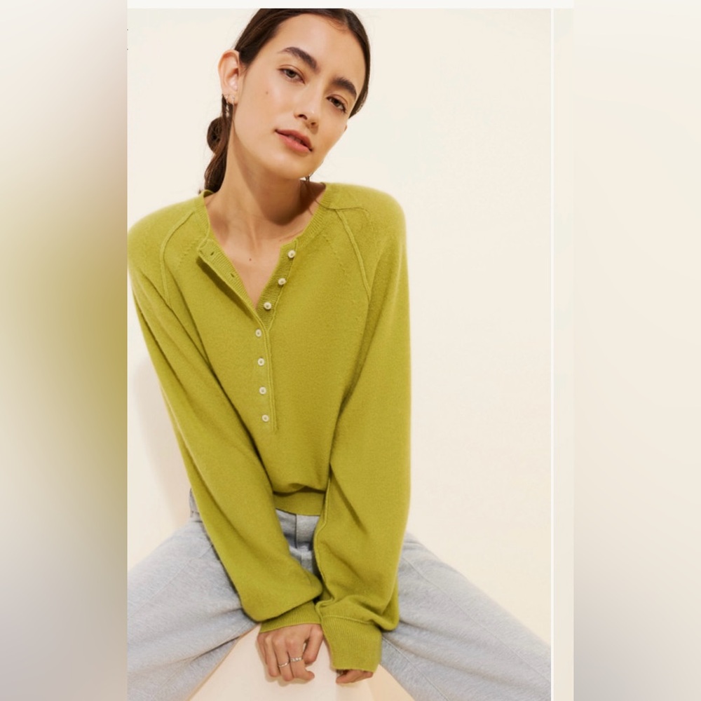 Free People Lime Green Button-Up Top